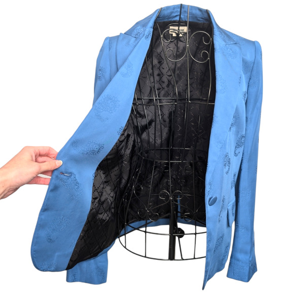 Zadig & Voltaire Victor Jacquard Paisley Blue Blazer Jacket Women Extra Small 34 - Picture 11 of 14